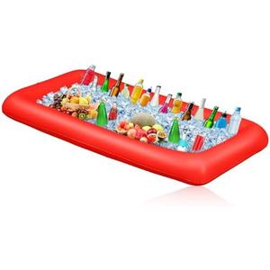 Leitee Inflatable Serving Bar with Drain Plug 52 x 24 x 5'' Inflatable Ice Serving Buffet Bar for Party Food Cooler Buffet Drink(Black,Basic Style)