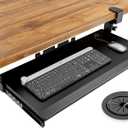 Hemudu Keyboard Tray Under Desk Pull Out with Extra Sturdy C Clamp Mount System, 27.3 (32.5 inch Including Clamps) x 11 Inch Slide-Out Platform Computer Drawer for Typing Black