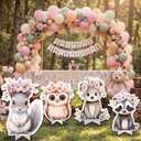 Honoson 4 Pcs Large 22" x 30" Forest Animal Baby Shower Cardboard Cutouts, Bunny Bear Spring Woodland Wild Creature Party Decoration Yard Signs for Birthday Party Supplies Lawn Decor