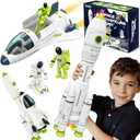 AuntyFey Space Rocket Ship Toys for Kids, Space Toys Shuttle for Kids 3-5-7 with 2 Astronaut Figures, Spaceship with Glowing & Sound Effect, Educational Stem Gift for Boy Girl