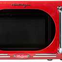 Nostalgia Retro Compact Countertop Microwave Oven - 0.7 Cu. Ft. - 700-Watts with LED Digital Display - Child Lock - Easy Clean Interior - Red