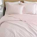 Martha Stewart - Queen Cotton Percale Quilt with Shams, Reversible Bedding