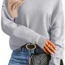 Saodimallsu Womens Off The Shoulder Sweater Boat Neck Batwing Sleeve Knit Pullover 2025 Cute Casual Trendy Jumper Tops (XL, Grey)