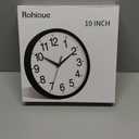 Rohioue Wall Clock Modern 10 Inch Black Battery Operated Silent Non Ticking Analog for Living Room Office Home Bedroom Kitchen Bathroom