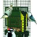 Squirrel Buster Suet Squirrel-Proof Suet Bird Feeder with Two Suet Cake Trays, Two Crumb Ports, Mess-Free Suet Loading, Durable Green Design for Clinging Birds