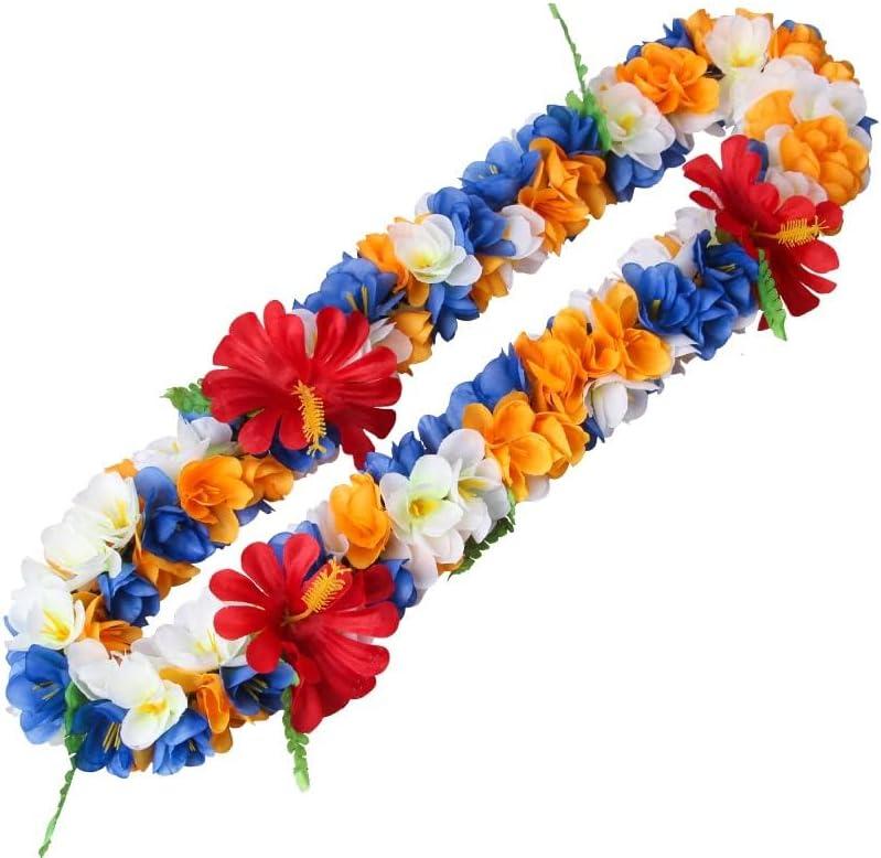1PCS Luxury Necklaces Hawaiian Leis Tropical Flower Lei Graduation Hawaiian Lei Summer Beach Garland Thick Hawaii Luau Party Favors Decor Holiday Wedding Birthday Party Supplies (5,Hawaiian Leis)