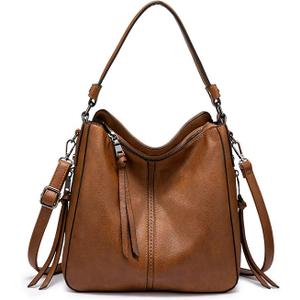Realer Hobo Crossbody Bags for Women Designer Faux Leather Hobo Handbags Retro Large Size Shoulder Bag Bucket Purse