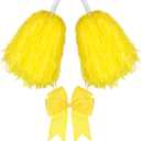 Hotop 3 Pcs 10 in Cheerleading Pom Poms and Large Cheerleader Hair Bow Cheer Pompoms Cheerleading Accessories for Sport Events Dance Party Basketball Football Team