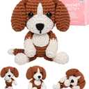 Mewaii Crochet Kit for Beginners Level 2 with 40% Extra Eco-Friendly Pre-Started Easy Yarn, Step-by-Step Video Tutorials for Adults and Kids (Sitting Puppy) (Dark Brown and White)