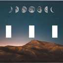 Moon Phase Mountain 3 Gang Light Switch Cover Plate Decorative Triple Toggle Wall Plate Electrical Faceplate Switchplate for Bathroom Home Bedroom Decor 6.7 * 4.8 Inch