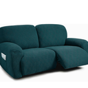 ULTICOR Extra Wide 75" - 100", Reclining 2 Seater Sofa Cover, Extra Wide Reclining Love Seat Slipcover, 6-Piece Jacquared Fabric, Reclining Sofa Covers, Thick, Soft, Washable (Style 4) (Deep Teal)