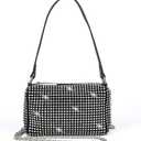 Bling Bling Crystals Evening Clutch Bag for Women Girls Sparkling Crossbody Bag Wedding Prom Party Club Purses Handbags (Black&white Diamonds)