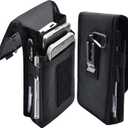 Dual Phone Holster, Large Smartphone Pouch, Belt Clip Tool Pouch, Multi-Purpose Tactical Cellphone Holder for Working, Hiking, Camping, Barbecue, Rescue (XL) (Black)