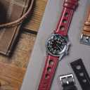 Barton Racing & Rally Horween Leather Straps with Integrated Quick Release Spring Bars - Standard Length fits Wrists 5" to 8"-18mm, 19mm, 20mm, 21mm, 22mm, 23mm & 24mm Watch Bands - Choose Strap Color & Width (Crimson Red (Rally Style))