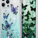 Compatible with iPhone 14 Pro Max Gradient Bling Magnetic Case,Cute Butterfly Pattern,Luxurious Shockproof ProtectioniPhone 14 Pro Max Clear Case for Man Women Girls-Blue