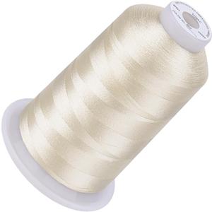 Simthread 5500Yds Embroidery Thread, 5000M High-Yardage 40WT 100% Polyester Thread  170+ Vivid Colors, High-Speed Rated  Compatible with Brother, Singer, Janome & More - Ivory 902
