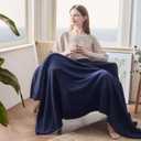 NEWCOSPLAY Knitted Dark Navy Blanket Super Soft Plush Throw for Couch Fuzzy Fluffy Microfiber Lightweight Blanket for Bed Sofa All Season Use (Dark Navy, Throw(50"x60"))