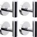 Kruodop Towel Hooks for Bathroom,4 Packs Wall Mount Towel Holder,Black Matte Wall Robe Hook,Stainless Steel Heavy Duty Door Hanger Towel Hook for Kitchen, Bedroom,Hotel,Pool,Coats (4pcs Chrome Finish)