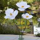 Large Paper Artificial Flowers,Giant Flowers for Decoration,Huge Handcrafted Poppy Fake Flowers with Stand for Home Decor Bridal Shower Party Outdoors Yard Event Backdrop Decor (White)