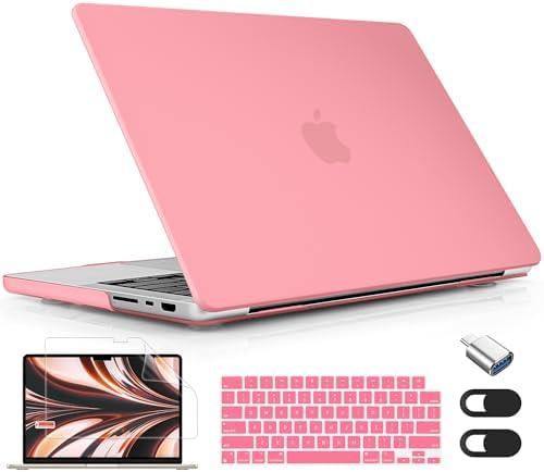 Lepeoac for MacBook Pro 16 inch Case M1 M2 M3 M4 M5 Pro/Max with Liquid Retina XDR, Release 2021-2025 2026 A3429 A3428, Hard Shell Case with Screen Protector & Keyboard Cover, Matte Pink