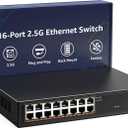 YuanLey 16 Port 2.5GB Unmanaged Ethernet Switch, 16 x 2.5G Base-T Ports, Compatible with 100/1000/2500Mbps, Metal Fanless, Desktop/Rack Mount YuanLey 2.5 Gigabit Network Switch for Wireless AP, PC