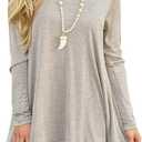 Women's Tops Long Sleeve Lace Scoop Neck A-line Tunic Blouse (Beige, M)