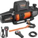 VEVOR Electric Winch, 13500 lbs Load Capacity, 12V DC Truck Winch with 3/8 in x 92 ft Synthetic Rope, Wireless & Wired Remote Control, IP67 Waterproof for Towing Off-Road SUV Jeep Trailer Boat