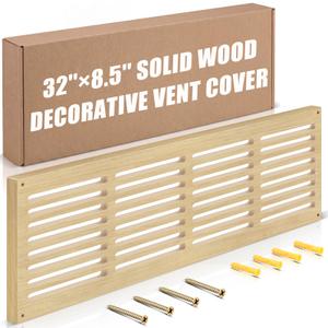 Colingmill 1 Pcs Decorative Return Air Vent Cover 32 x 8.5 x 3/4 Inch (30x6 Duct Opening) Natural Wood Modern Farmhouse Wall Vent Grille High Airflow Cold Air Return HVAC Cover for Wall Baseboard