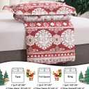 3 Pcs Red Gray Christmas Reindeer Bedding Quilt Set King Size Xmas Deer Bedspread New Year Snowflake Coverlet Holiday Bedroom Home Decor (King(108"x96"))