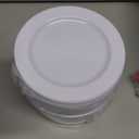 WELLIFE 100PCS White Plastic Dessert Plates and 100PCS Gold Disposable Forks, Premium Hard Dessert Plate 7.5”, Appetizer Plastic Plates for Party and Wedding