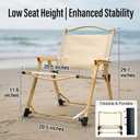 Folding Camping Chair, Outdoor Chair with Wooden Armrests,Folding Chair for Camping, Hiking, Beach, Picnic, Indoor Use（Seat Height: 11.6 in）