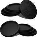 Furniture Coasters Non-Slip Bed Leg Pads Round Rubber Anti Sliding Caster Cups for Hardwood Floors Black 8PCS 2.5inch