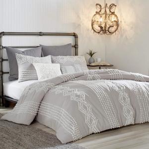 Peri Home Cut Geo 100% Cotton Duvet Cover, Full/Queen, Grey