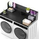 Washer Dryer Countertop with Non-Slip Pads, 2.75" H Guard, 54" W x 27.5" D Wood Laundry Countertop Cover, Large Space Washer Dryer Topper for Laundry Room Organization(Black)