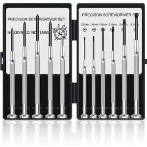 11 Pcs Small Precision Screwdriver Set, Tiny Screwdriver Set, Mini Screw Driver Kit with Slotted and Phillips Heads, Ideal for Watch, Eyeglasses, Toys, Electronics, Computer Repair