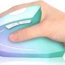 Lekvey Ergonomic Mouse, Vertical Wireless Mouse, Rechargeable 2.4G Optical Carpal Tunnel Mice: 800/1200 / 1600 DPI, 6 Buttons, for Laptop, PC, Mac, Computer, Desktop, Notebook etc, Green Purple