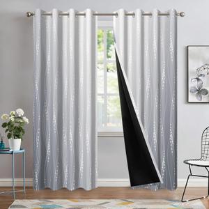 Light Blocking Gradient Blackout Curtains Ombre Gradient Grey Thermal Insulated Grommet Curtains 84 inch Length Window Treatments for Bedroom Living Room, 2 Panels 52x84 inch