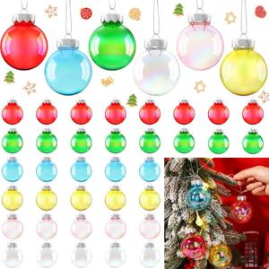 Syhood 48 Pcs 2.36 Inch Christmas Iridescent Ornaments Clear Ball DIY Bubble Pot Iridescent Balls Christmas Hanging Rainbow Ball for Xmas Tree Halloween Party Decor(Multicolor)