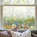 ADD.HERES Window Privacy Film,Colorful Floral Window Stickers,Removable DIY Bouquet Static Clings, Decals for Home School Office Party Supplies, Wild Valley, 17.5" x 78.7"