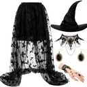 Yearntown Halloween Witch Costume for Women Steampunk Lace Skirt Cosplay L