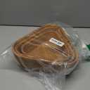 Set of 3 Handmade Rattan Triangle Fruit Basket Side Table Decorative Organizers Corner Shelves Snack Serving Bowls,10 Inch Woven Wicker Brown Basket with 3" Wall