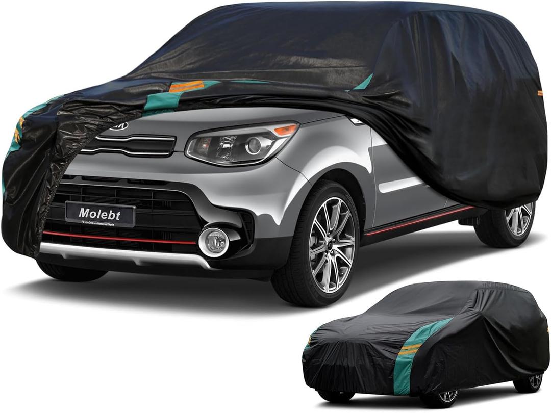 Compact SUV Car Cover Waterproof All Weather, Universal Fit for Kia Soul, Subaru Crosstrek, Honda HR-V, Nissan Kicks, etc. Rain Winter Sun Protection. (Length: 171"-181") (One-green)