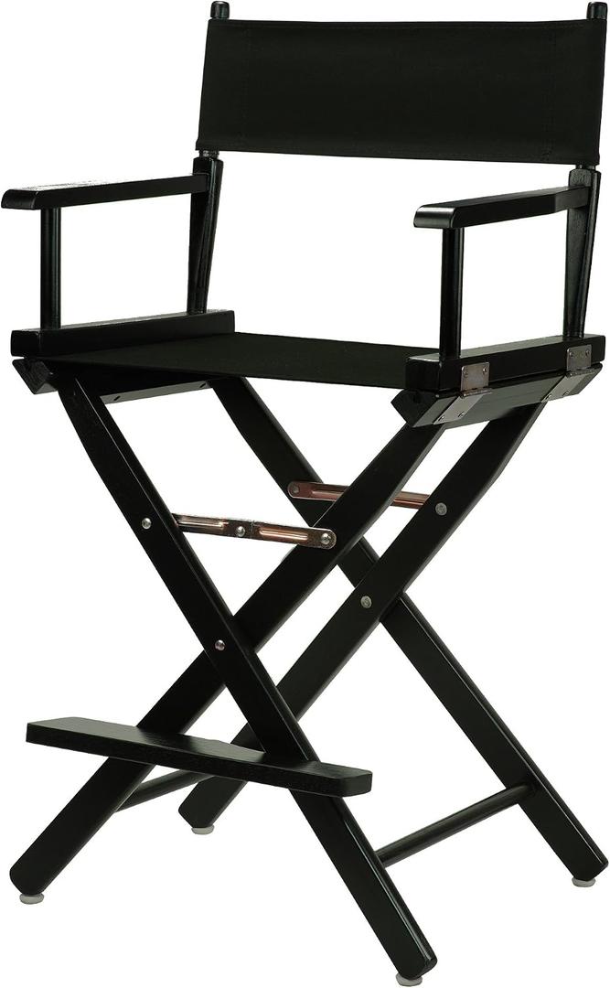 Casual Home 24" Director's Chair Black Frame-with Black Canvas, Counter Height, 24 in