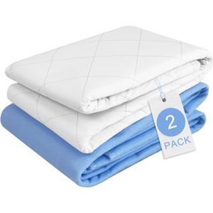 Reusable Bed Pads 34" X 36" 2 Pack, Washable Waterproof Pads for Incontinence, Absorbent Leak-Proof Underpads for Pee Bed Wetting, Potty Training,for Kids Pets Adult