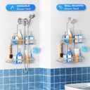 Sewulidon Aluminum Alloy Hanging Shower Caddy for Handheld Shower Heads,Rustproof Hose Shower Organizer 4 Levels Height Adjustable Shower Rack with Hooks,Razor Holder,Soap Holder