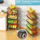 4 Tier Vegetable Fruit Basket for Kitchen, Stackable Metal Fruit and Vegetable Storage Baskets with Rolling Wheels Cart, Fruteros Para Cocina Potato and Onion Bin Pantry Kitchen Island Cart Counter