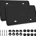 XCLPF Silicone Black License Plate Frame Covers 2 Pack- Front and Back Car Plate Bracket Holders. Rust-Proof, Rattle-Proof, Weather-Proof (Black)