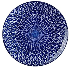 vancasso Ceramic Dinner Plates Set of 6, Large Vintage Plates 10.25 Inch Set of 6 for Kitchen, Porcelain Blue and White Plates for Kitchen, Microwave Oven Dishwasher Safe, Vintage Gift, Blue