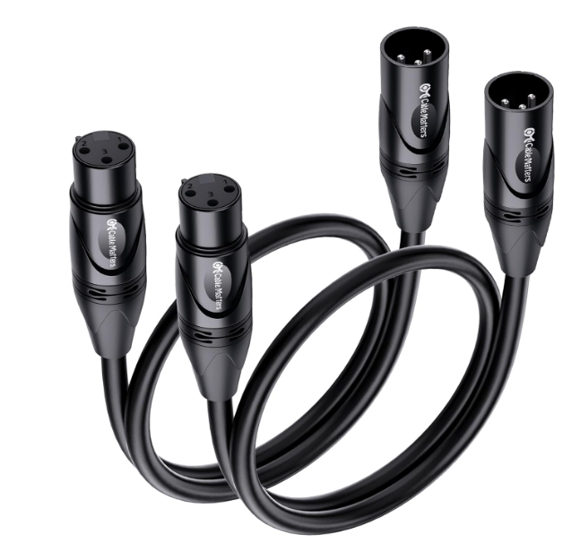Cable Matters 2-Pack Premium Short XLR to XLR Cables - 1ft, Male to Female Microphone Cable, Oxygen-Free Copper (OFC) Mic Cord, Black