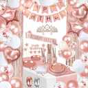 Party spot! 253 Pcs Birthday Decorations For Women, Rose Gold Party Decorations, Happy Birthday Decorations - Balloon Stand Kit, Tableware Kit,Pump, Banner, Tassel Curtain,Balloon, For 25 Guests